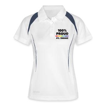 Pride Month - 100% stolz. 0% Scham - Frauen Polo atmungsaktiv - Weiß/Navy - Vorne