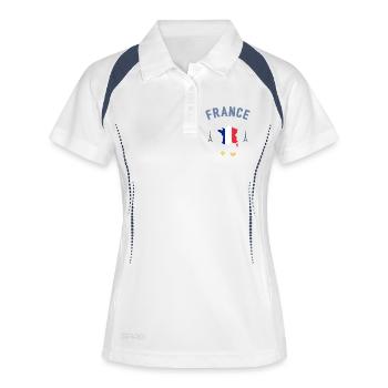 France - Polo respirant Femme - blanc/marine - Devant