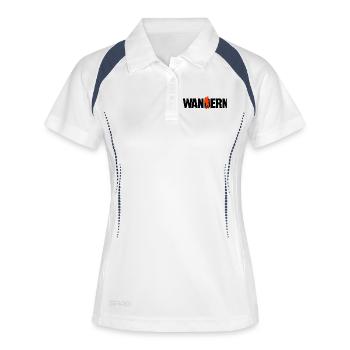 Bergwandern Wandern Berggipfel Statement Wanderer - Frauen Polo atmungsaktiv - Weiß/Navy - Vorne