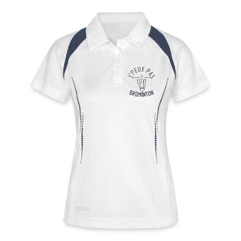 J peux pas j ai badminton - Polo respirant Femme - blanc/marine - Devant