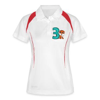 3 Geburtstag 3 Jahre alt mit Tier Motiv - drei - Frauen Polo atmungsaktiv - Weiß/Navy - Vorne