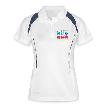 BLAH BLA BLA Police arc-en-ciel sur fond noir - Polo respirant Femme - blanc/marine - Devant