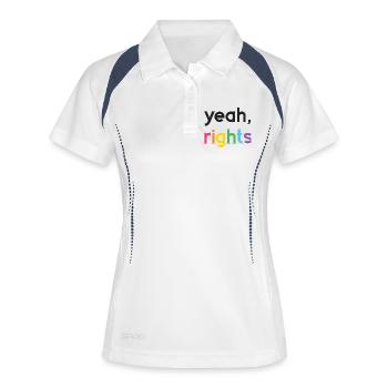 Mois de la fierté LGBT - oui, les droits - Polo respirant Femme - blanc/marine - Devant
