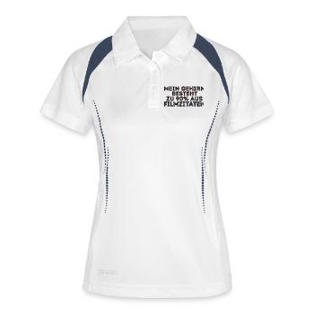 Filmabend Filme Movies Statement Streaming Serien - Frauen Polo atmungsaktiv - Weiß/Navy - Vorne