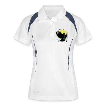 Adler vor Vollmond - Frauen Polo atmungsaktiv - Weiß/Navy - Vorne