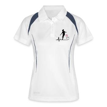 Battement de cœur de footballeur - Polo respirant Femme - blanc/marine - Devant