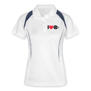 Déclaration de cœur J’aime les films Regarder des films - Polo respirant Femme - blanc/marine - Devant
