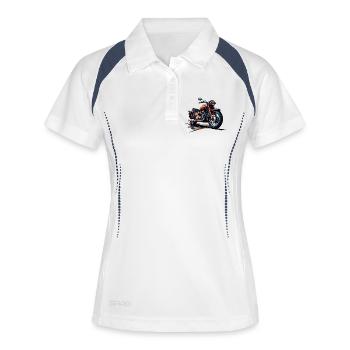 Moto de style polygonal - Polo respirant Femme - blanc/marine - Devant