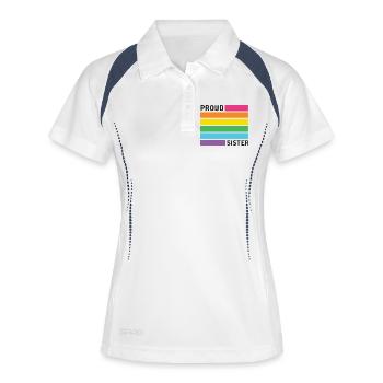 Mois de la fierté LGBT - Proud Sister - Polo respirant Femme - blanc/marine - Devant