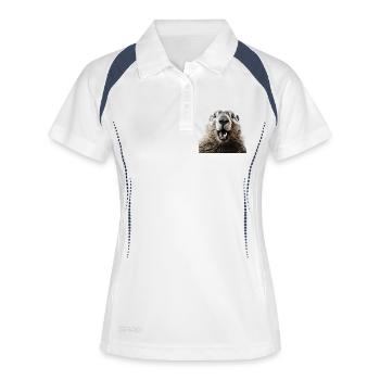 Murmeltier schaut in die Kamera - Lustig - Frauen Polo atmungsaktiv - Weiß/Navy - Vorne