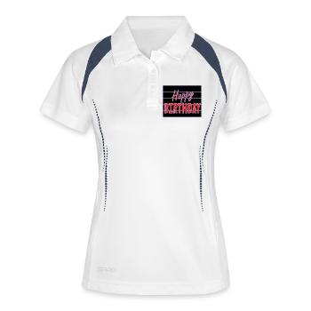 ALLES GUTE ZUM GEBURTSTAG. ALLES GUTE ZUM GEBURTSTAG. JAHRESTAG. - Frauen Polo atmungsaktiv - Weiß/Navy - Vorne