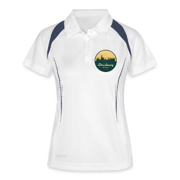 Strasbourg Skyline – Sonnenuntergang Design - Frauen Polo atmungsaktiv - Weiß/Navy - Vorne