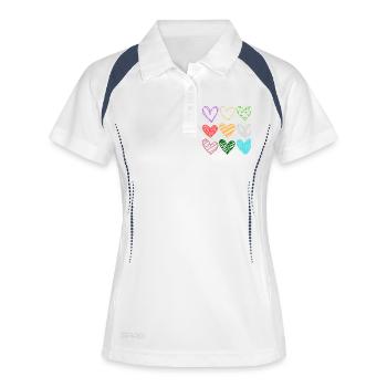 Motif coloré Doodle Hearts - Polo respirant Femme - blanc/marine - Devant