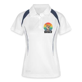 Stolzer Großer Bruder Statement Bruderherz - Frauen Polo atmungsaktiv - Weiß/Navy - Vorne