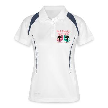 HAST DU MICH NOCH LIEB VERSÖHNUNG KATZEN - Frauen Polo atmungsaktiv - Weiß/Navy - Vorne