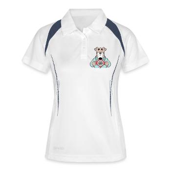 Lieblingstier Hund Kuscheltier Haustiere Heimtier - Frauen Polo atmungsaktiv - Weiß/Navy - Vorne