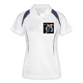 Mondlicht Tiger Neonkunst - Frauen Polo atmungsaktiv - Weiß/Navy - Vorne