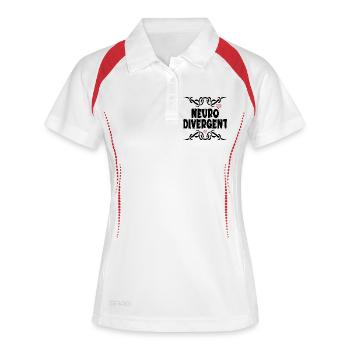 NEURODIVERGENT - Neurodiversität - Frauen Polo atmungsaktiv - Weiß/Navy - Vorne