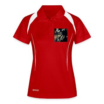 Teddy is wating - Frauen Polo atmungsaktiv - Weiß/Navy - Vorne