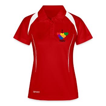 LIEBE DICH 1 - Frauen Polo atmungsaktiv - Weiß/Navy - Vorne
