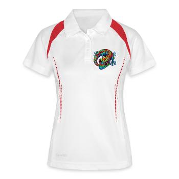 Gecko - Frauen Polo atmungsaktiv - Weiß/Navy - Vorne