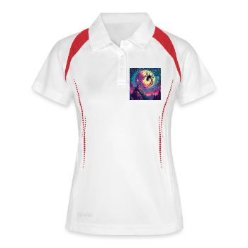 Toile d’araignée lunaire - Polo respirant Femme - blanc/marine - Devant