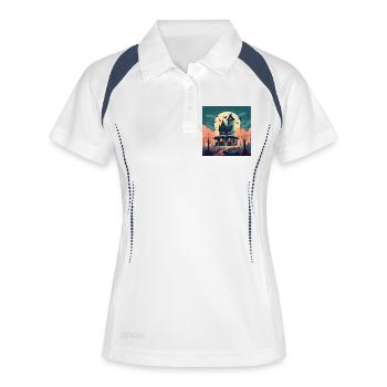 Haunted House - Frauen Polo atmungsaktiv - Weiß/Navy - Vorne
