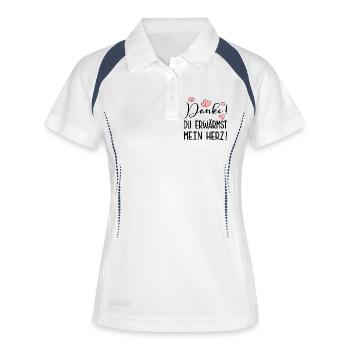 DANKE SPRÜCHE - DANKBARKEIT AUSDRÜCKEN - Frauen Polo atmungsaktiv - Weiß/Navy - Vorne