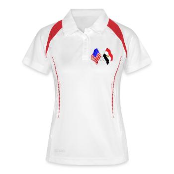 Drapeau des États-Unis et drapeau de l’Égypte - Polo respirant Femme - blanc/marine - Devant