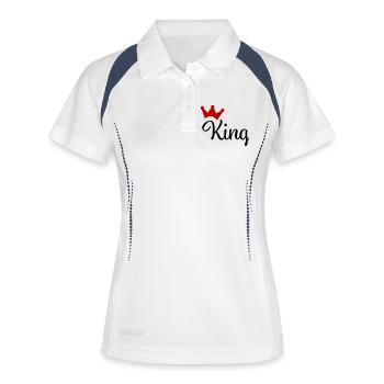 Roi avec couronne - Polo respirant Femme - blanc/marine - Devant