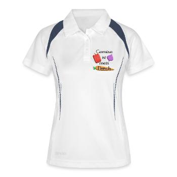 Gemüse - Gemüse ist mein Fleisch -schwarze Schrift - Frauen Polo atmungsaktiv - Weiß/Navy - Vorne