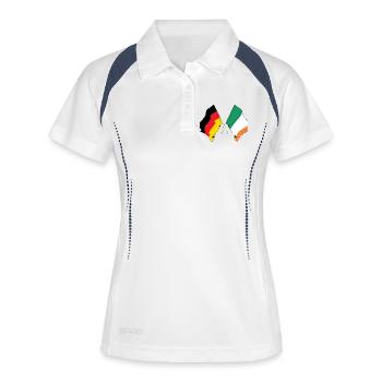 Flagge von Deutschland und Flagge von Irland - Frauen Polo atmungsaktiv - Weiß/Navy - Vorne