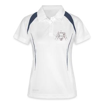 But first coffee - Frauen Polo atmungsaktiv - Weiß/Navy - Vorne