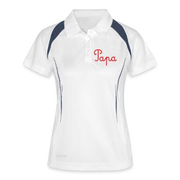 PAPA. FÊTE DES PÈRES. BONNE FÊTE PAPA. BONNE FÊTE. - Polo respirant Femme - blanc/marine - Devant