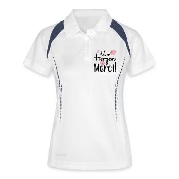 DANKESCHÖN VON HERZEN - Französisch - Frauen Polo atmungsaktiv - Weiß/Navy - Vorne