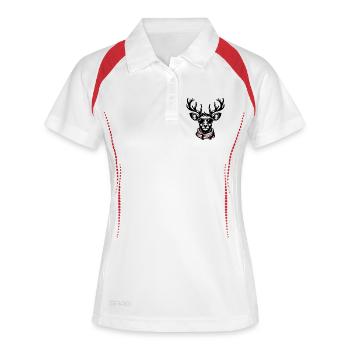 Rentier Stilvolle Weihnachten - Trendiges Geschenk - Frauen Polo atmungsaktiv - Weiß/Navy - Vorne