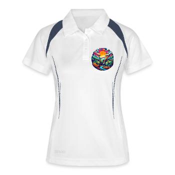 Vélo - vélo gravel, vélo de route - Polo respirant Femme - blanc/marine - Devant