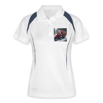 Weihnachts Design 3 - Frauen Polo atmungsaktiv - Weiß/Navy - Vorne