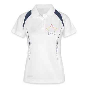 LGBTQI Regenbogen Stern Kontur lgbt csd tshirt - Frauen Polo atmungsaktiv - Weiß/Navy - Vorne