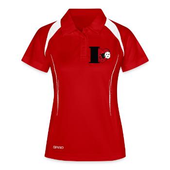 Floorball, Unihockey, J’adore le floorball - Polo respirant Femme - blanc/marine - Devant