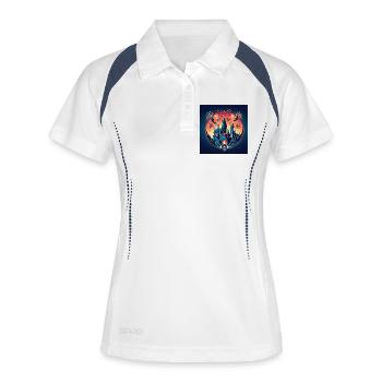 Magisches Schloss 2 - Frauen Polo atmungsaktiv - Weiß/Navy - Vorne