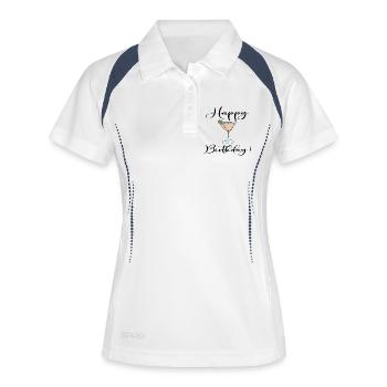LINE ART ALLES GUTE ZUM GEBURTSTAG COCKTAIL - Frauen Polo atmungsaktiv - Weiß/Navy - Vorne