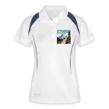 Mountain bikers, mountains, cool outdoor sports, wilderness - Women's Polo breathable - white/navy - Front