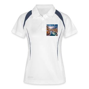 Skandinavisches Weihnachtsdorf - Frauen Polo atmungsaktiv - Weiß/Navy - Vorne