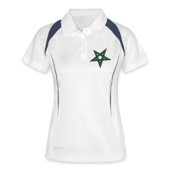 Grüner Sternenknoten - Frauen Polo atmungsaktiv - Weiß/Navy - Vorne
