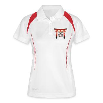 Hakone - jinja, torii, Ashi Lake, Japan Drawing - Women's Polo breathable - white/navy - Front