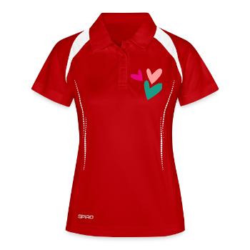COUPLE. JUST MARRIED. EVJF. SAINT VALENTIN. MARIES - Polo respirant Femme - blanc/marine - Devant