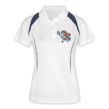 Unicorn Tennis Player - Funny Comic Fun on - Women's Polo breathable - white/navy - Front
