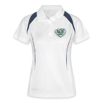Liebevolles Herzdesign mit Botschaft - Frauen Polo atmungsaktiv - Weiß/Navy - Vorne