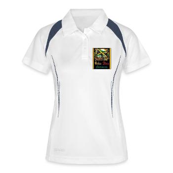 Jamaika Ocho Rios Reggae Design - Frauen Polo atmungsaktiv - Weiß/Navy - Vorne